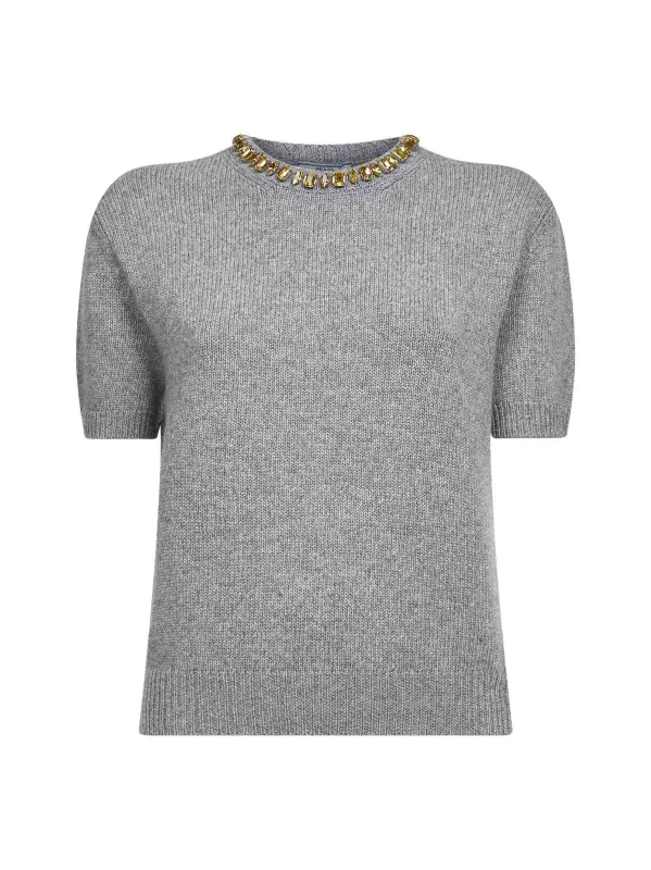 Grey Wool and Cashmere Embellished Sweater sold by Lord & Taylor