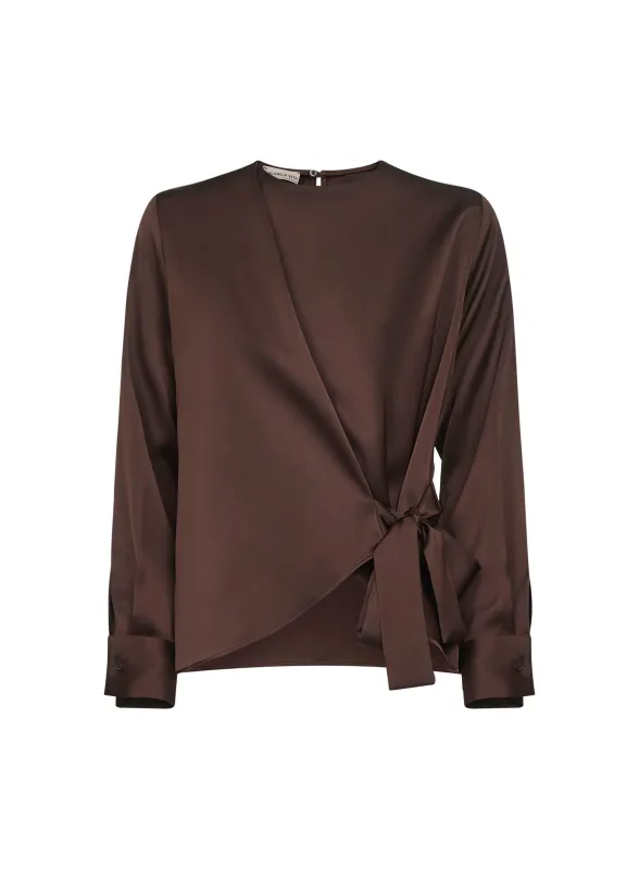 Coffee Satin Cesta Blouse sold by Lord & Taylor