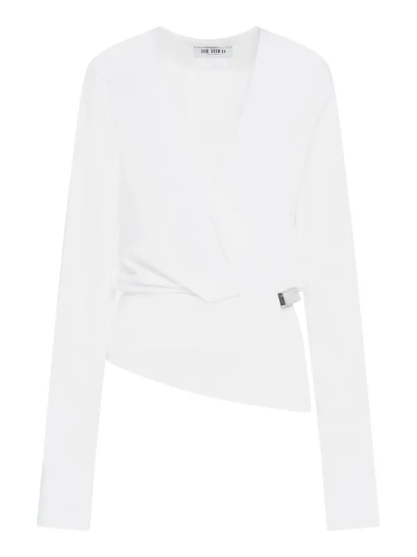 Blouse with V-Neck and Asymmetric Hem sold by Lord & Taylor