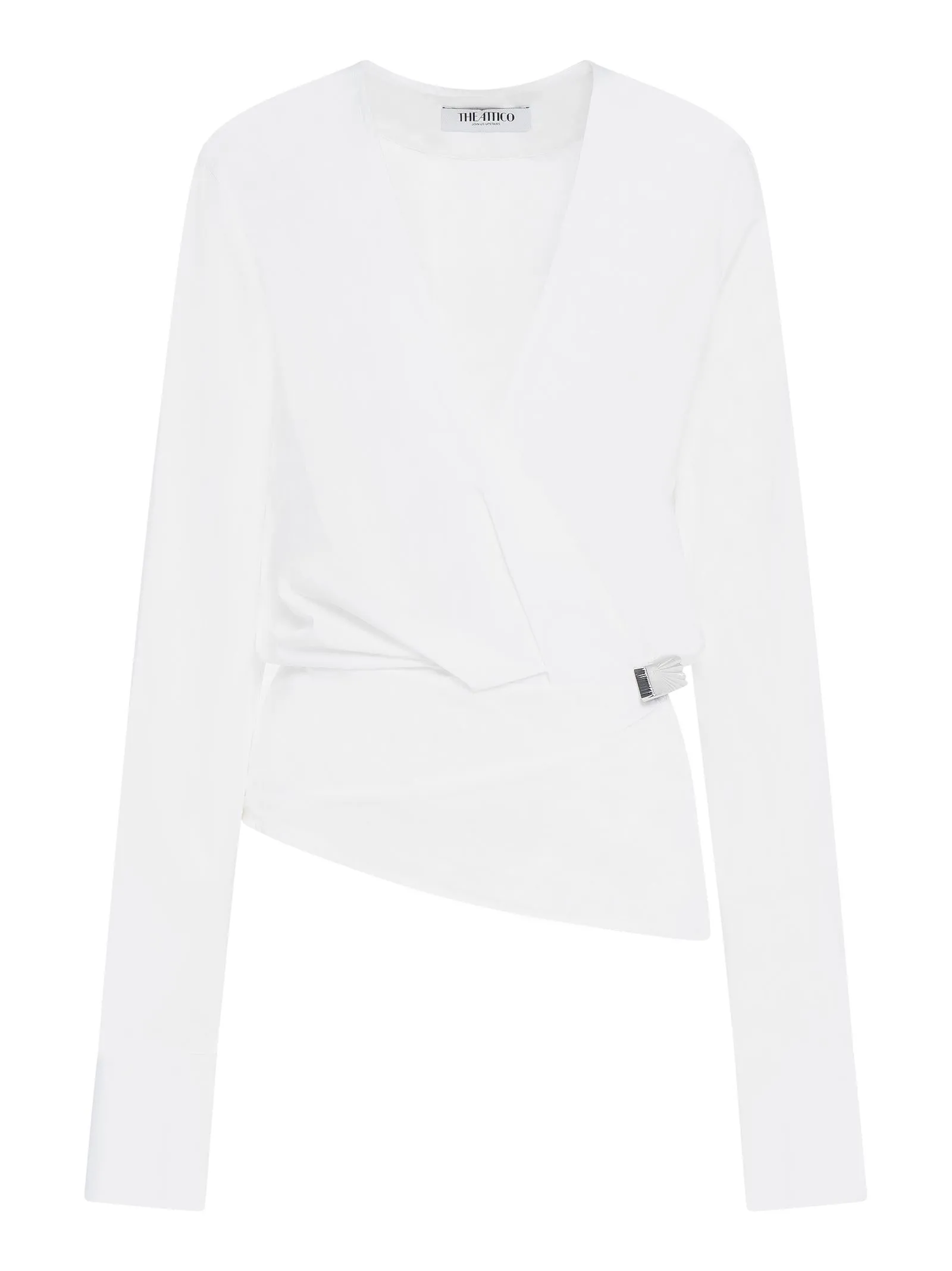 Blouse with V-Neck and Asymmetric Hem sold by Lord & Taylor