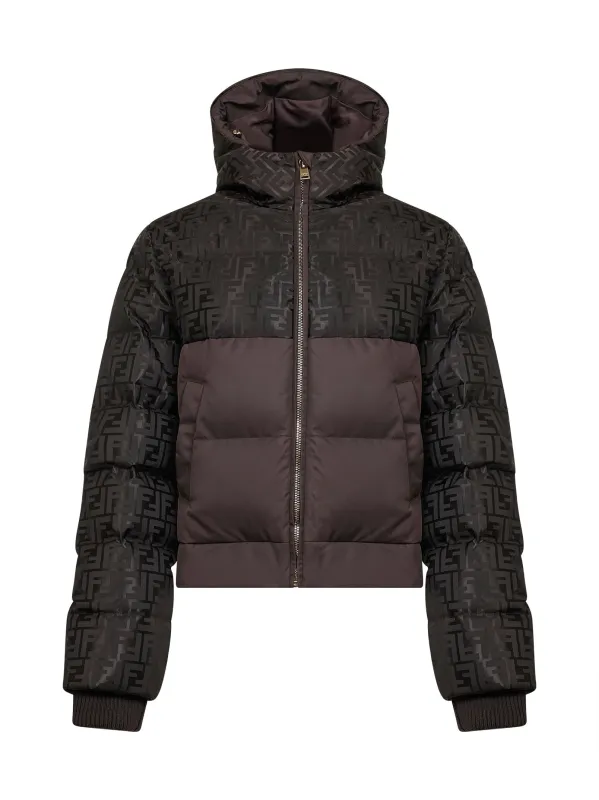 Brown Nylon Hooded Down Jacket sold by Lord & Taylor