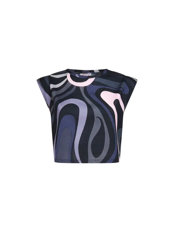 Marmo Print Cotton Cropped Top sold by Lord & Taylor