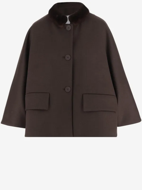 Wool Blend Jacket with Mink Collar sold by Lord & Taylor