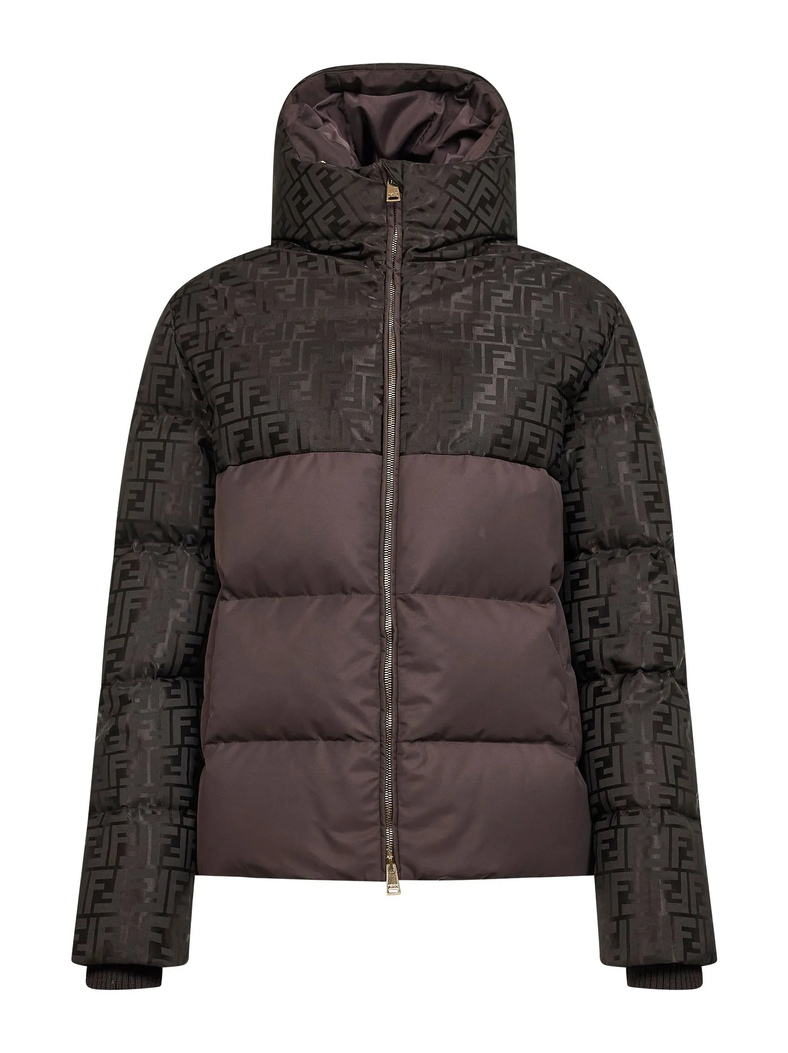 Brown FF Nylon Hooded Down Jacket sold by Lord & Taylor