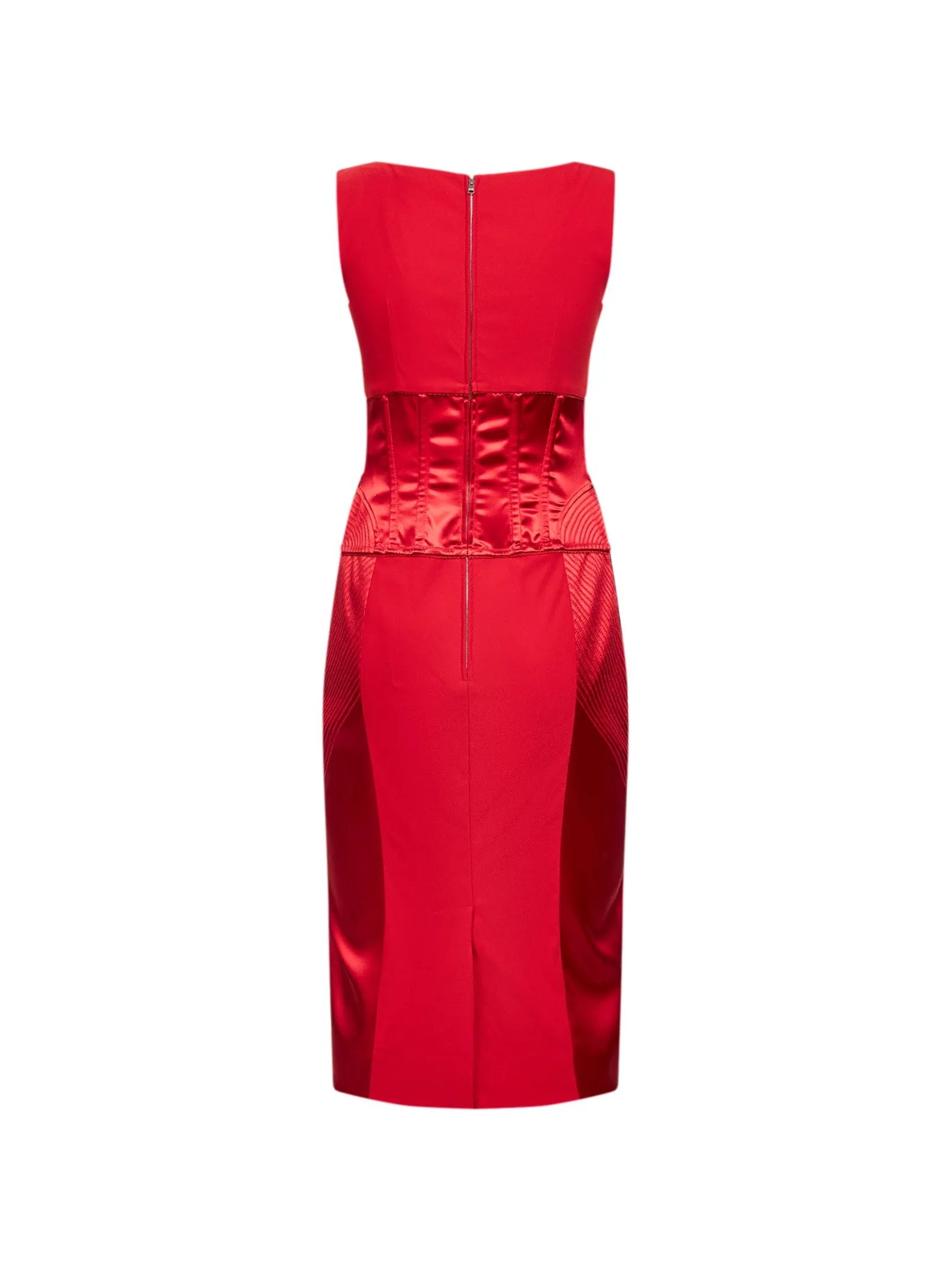 Red Satin and Cady Midi Dress sold by Lord & Taylor product image thumbnail 2