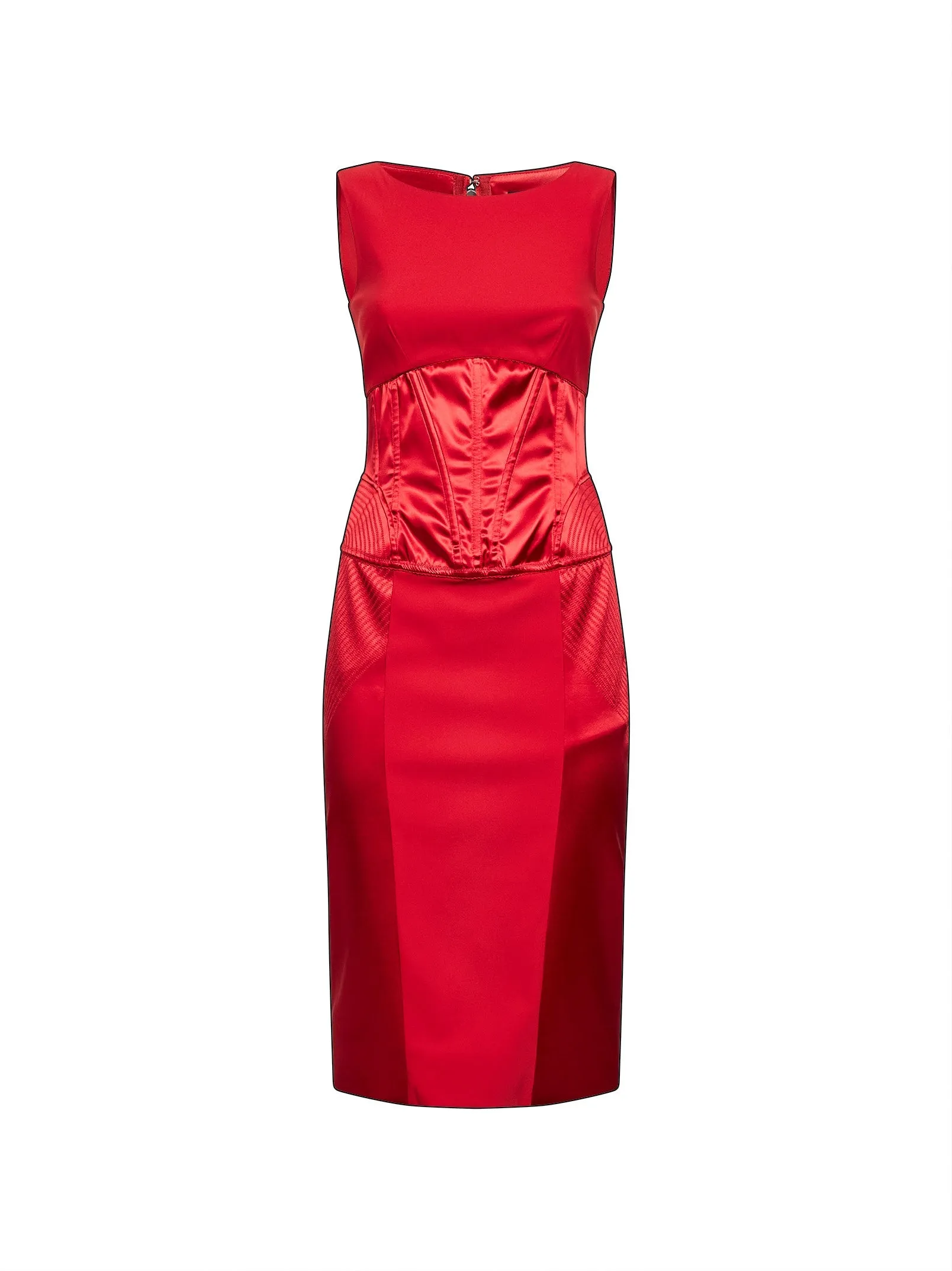Red Satin and Cady Midi Dress sold by Lord & Taylor