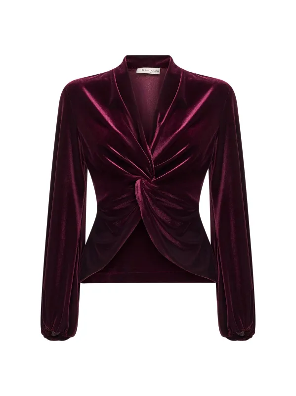 Burgundy Stretch Velvet Tunic sold by Lord & Taylor