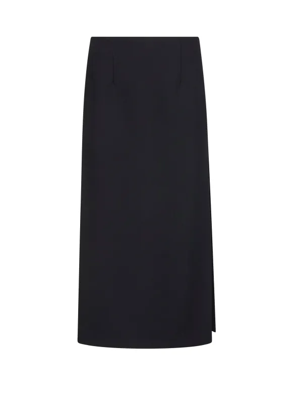 Black Cady Midi Skirt with Slit sold by Lord & Taylor
