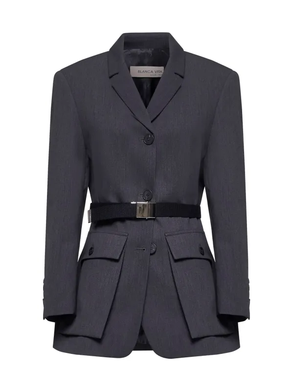 Grey Gabardine Belted Blazer sold by Lord & Taylor