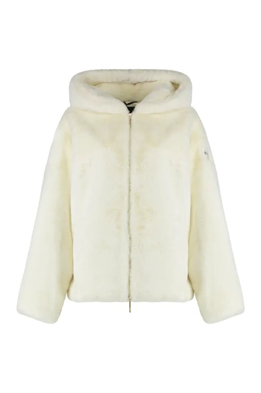 Hooded White Eco-Fur Jacket sold by Lord & Taylor