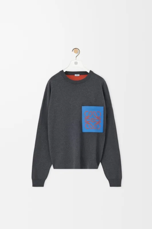 GREY COTTON ANAGRAM POCKET SWEATER made by Loewe
