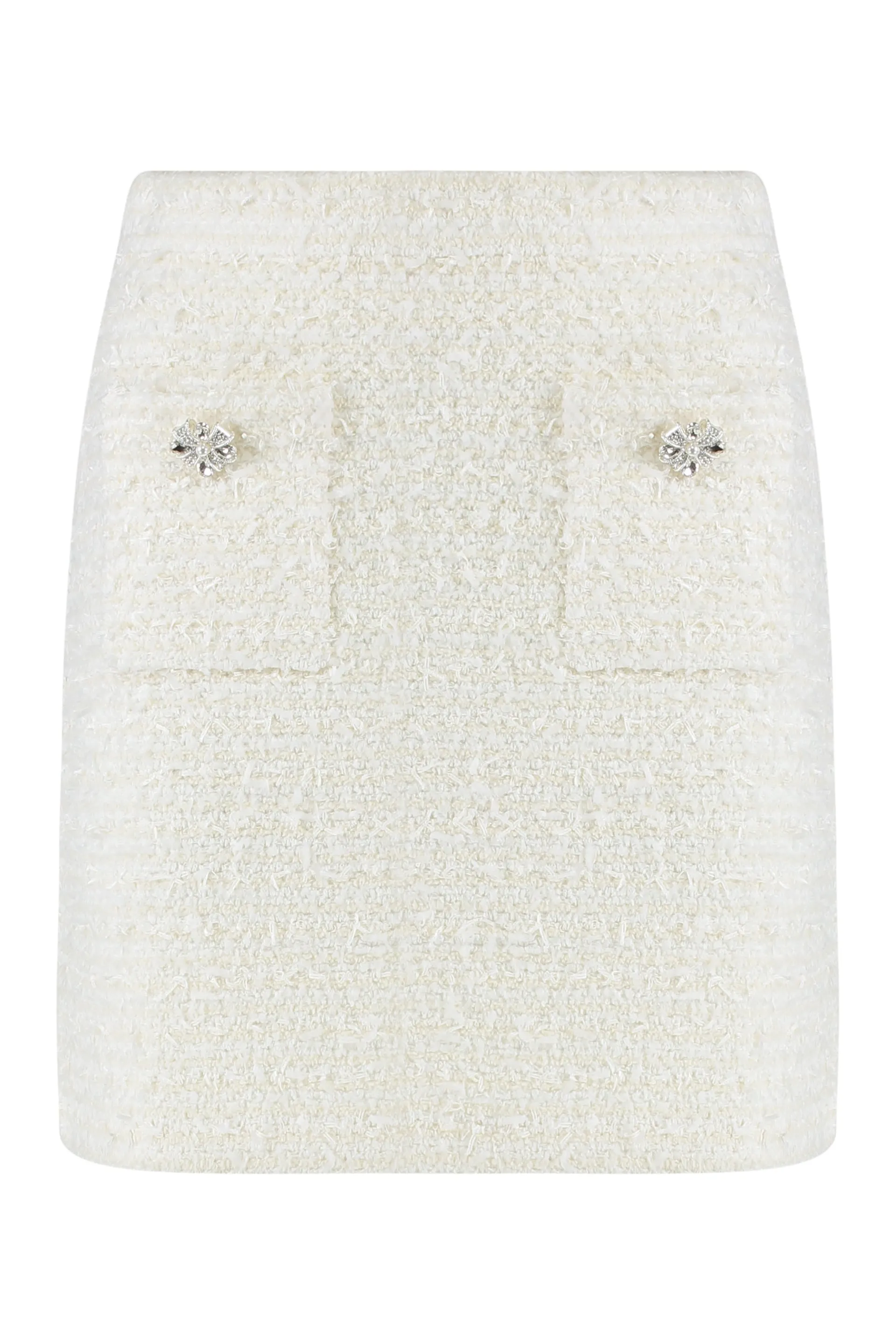 SELF-PORTRAIT CREAM BOUCLÉ KNIT CROPPED CARDIGAN WITH CRYSTAL BUTTONS sold by Lord & Taylor