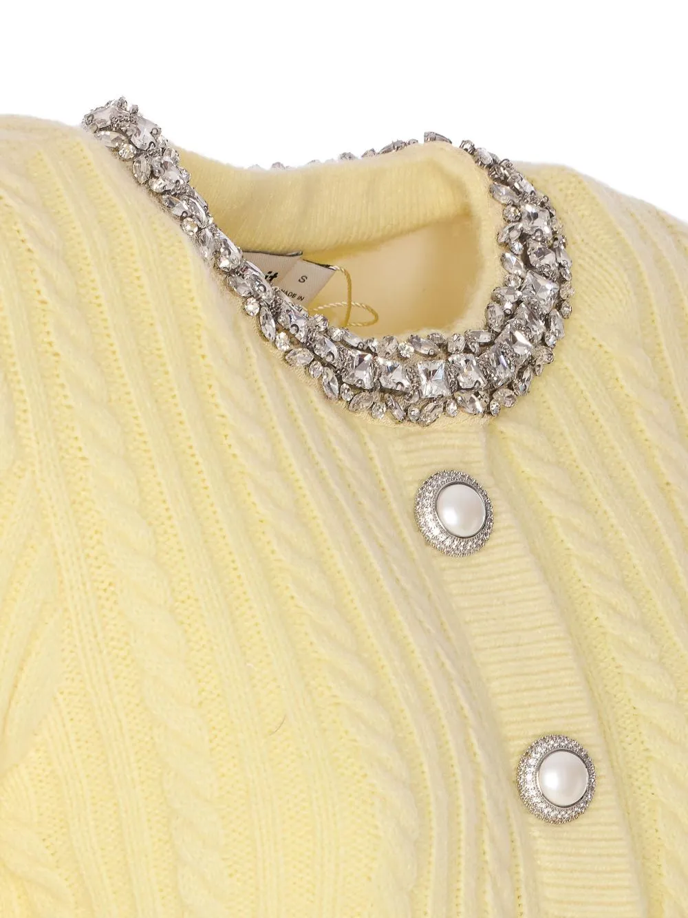 SELF-PORTRAIT YELLOW WOOL CROPPED CARDIGAN WITH CRYSTAL COLLAR sold by Lord & Taylor product image thumbnail 3
