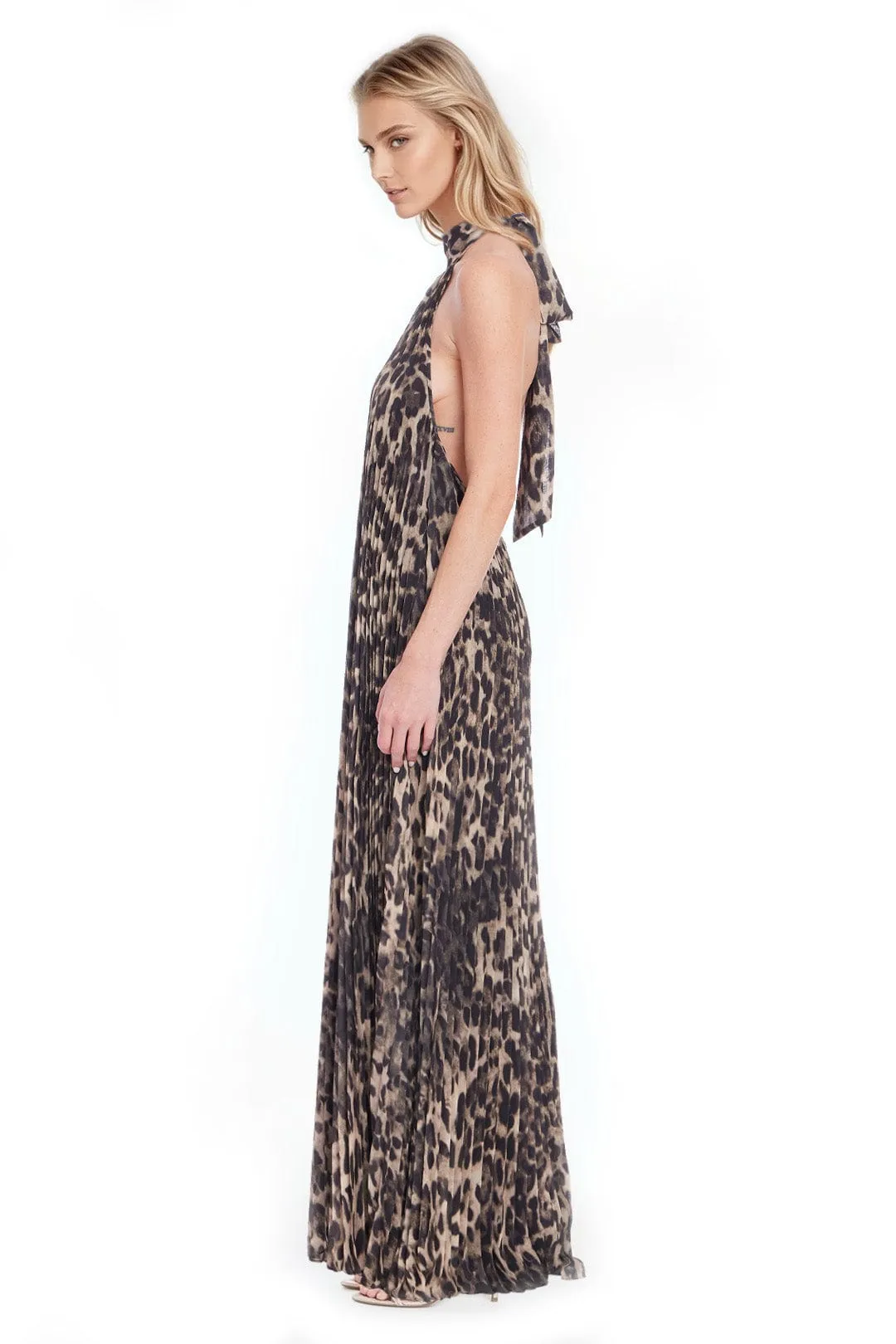 The Kaia | Leopard Halter Gown sold by Lord & Taylor product image thumbnail 4