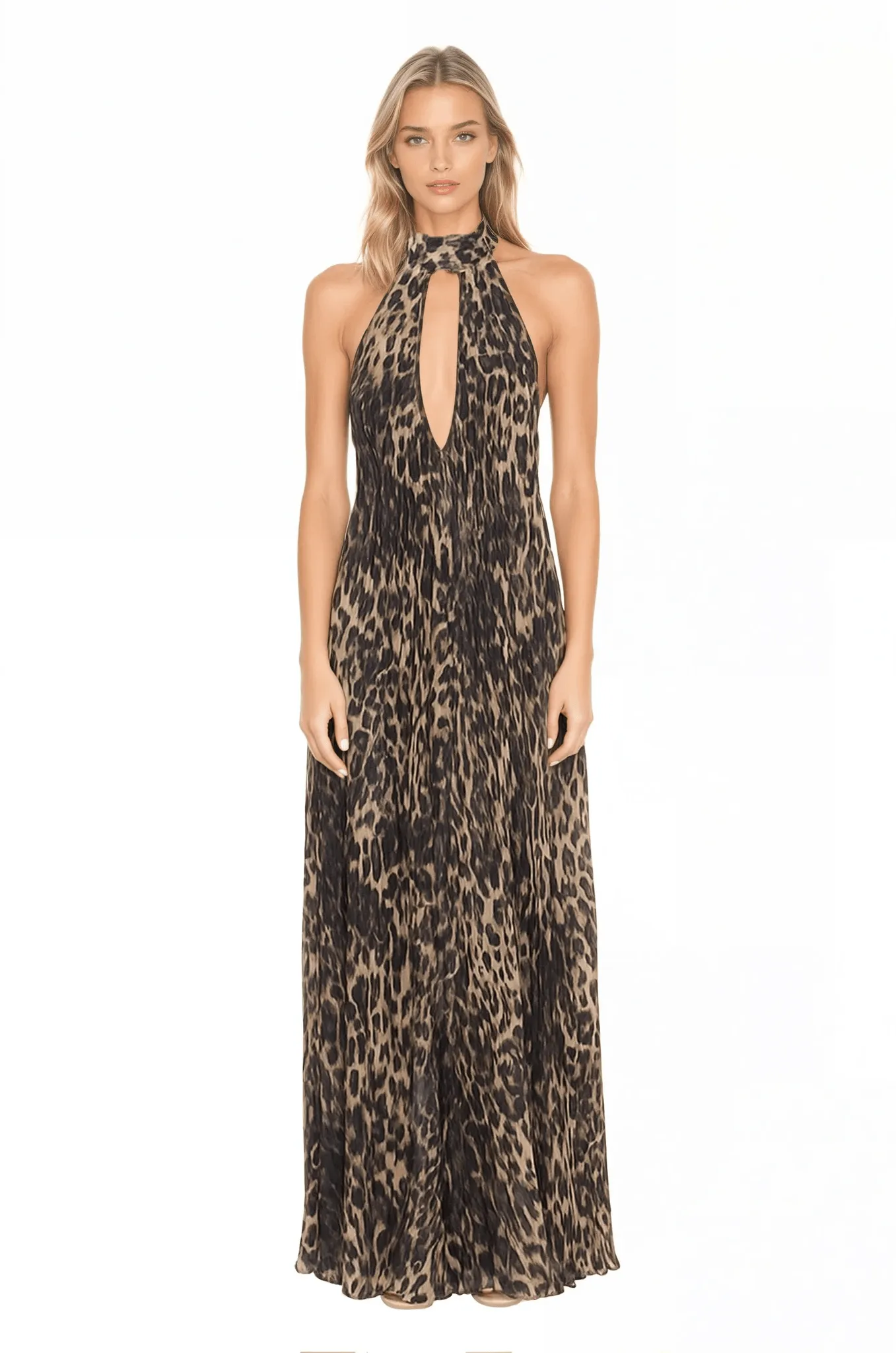 The Kaia | Leopard Halter Gown sold by Lord & Taylor product image thumbnail 3