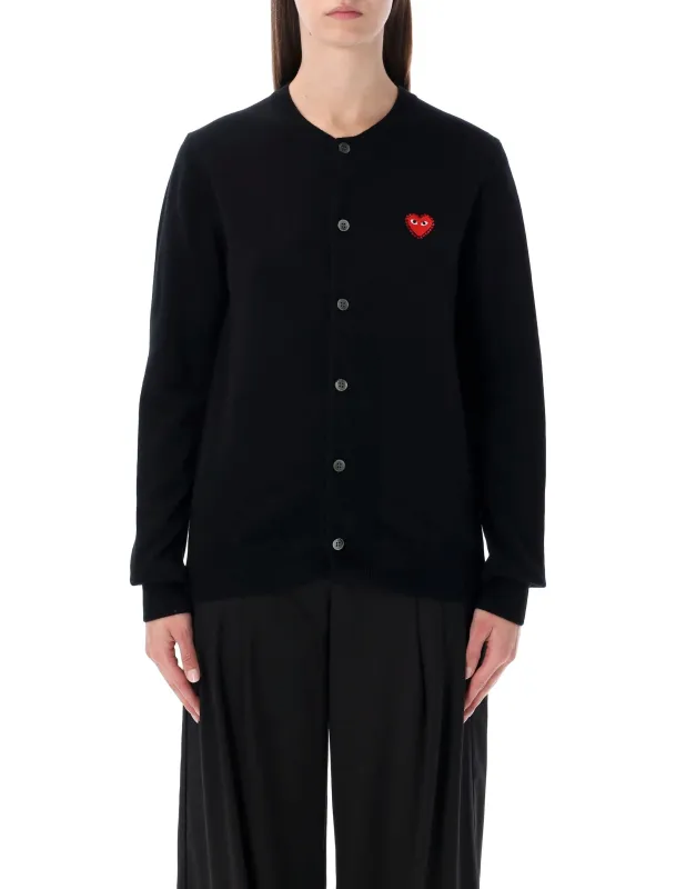 COMME DES GARÇONS PLAY WOOL CARDIGAN WITH RED CRYSTAL HEART made by Comme des Garcons PLAY
