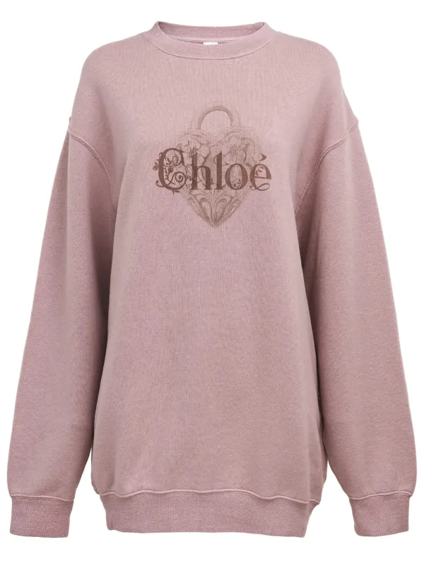 CHLOÉ PINK CHINÉ FLEECE OVERSIZED SWEATSHIRT made by Chloe