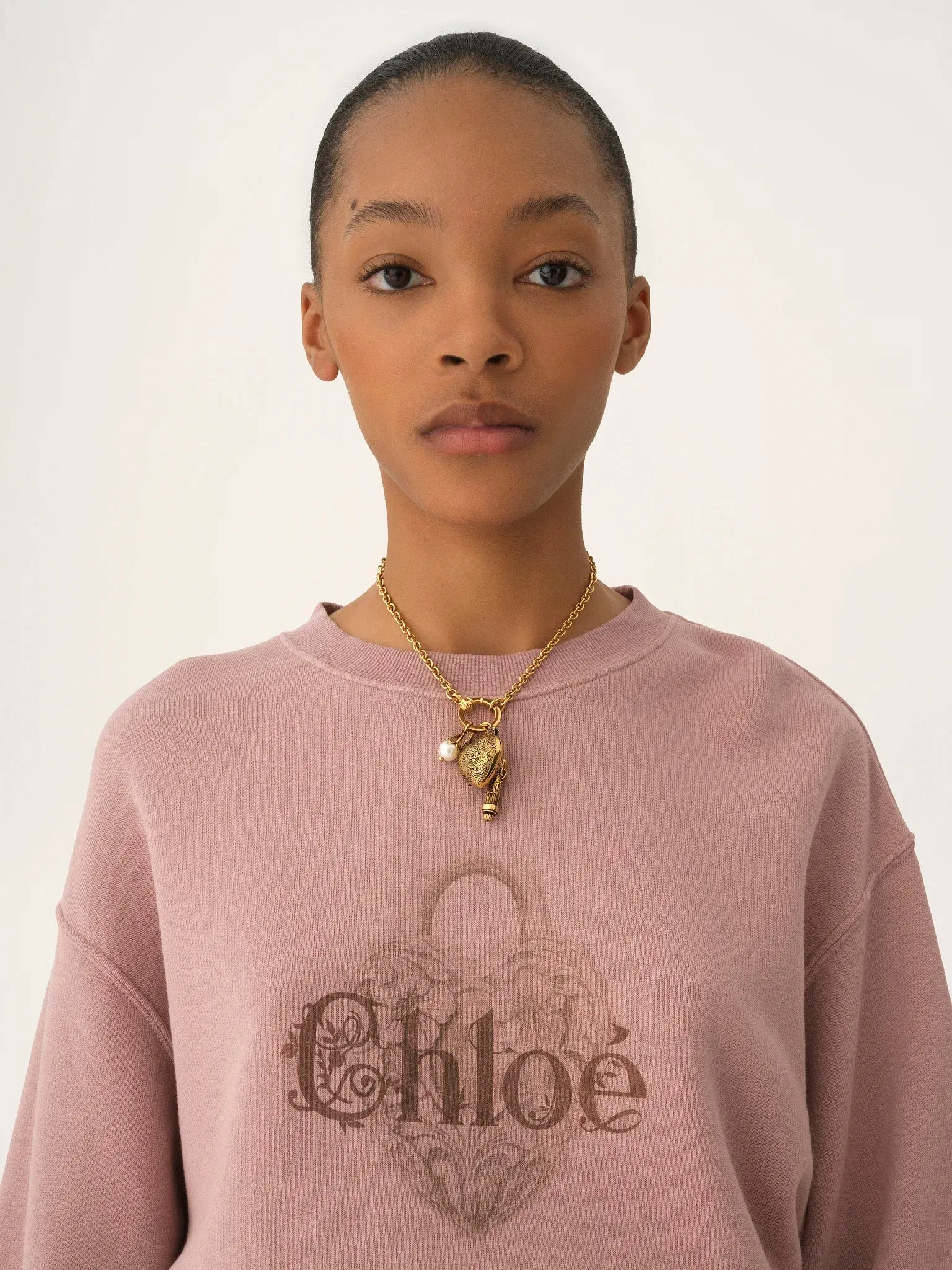 CHLOÉ PINK CHINÉ FLEECE OVERSIZED SWEATSHIRT sold by Lord & Taylor product image thumbnail 5