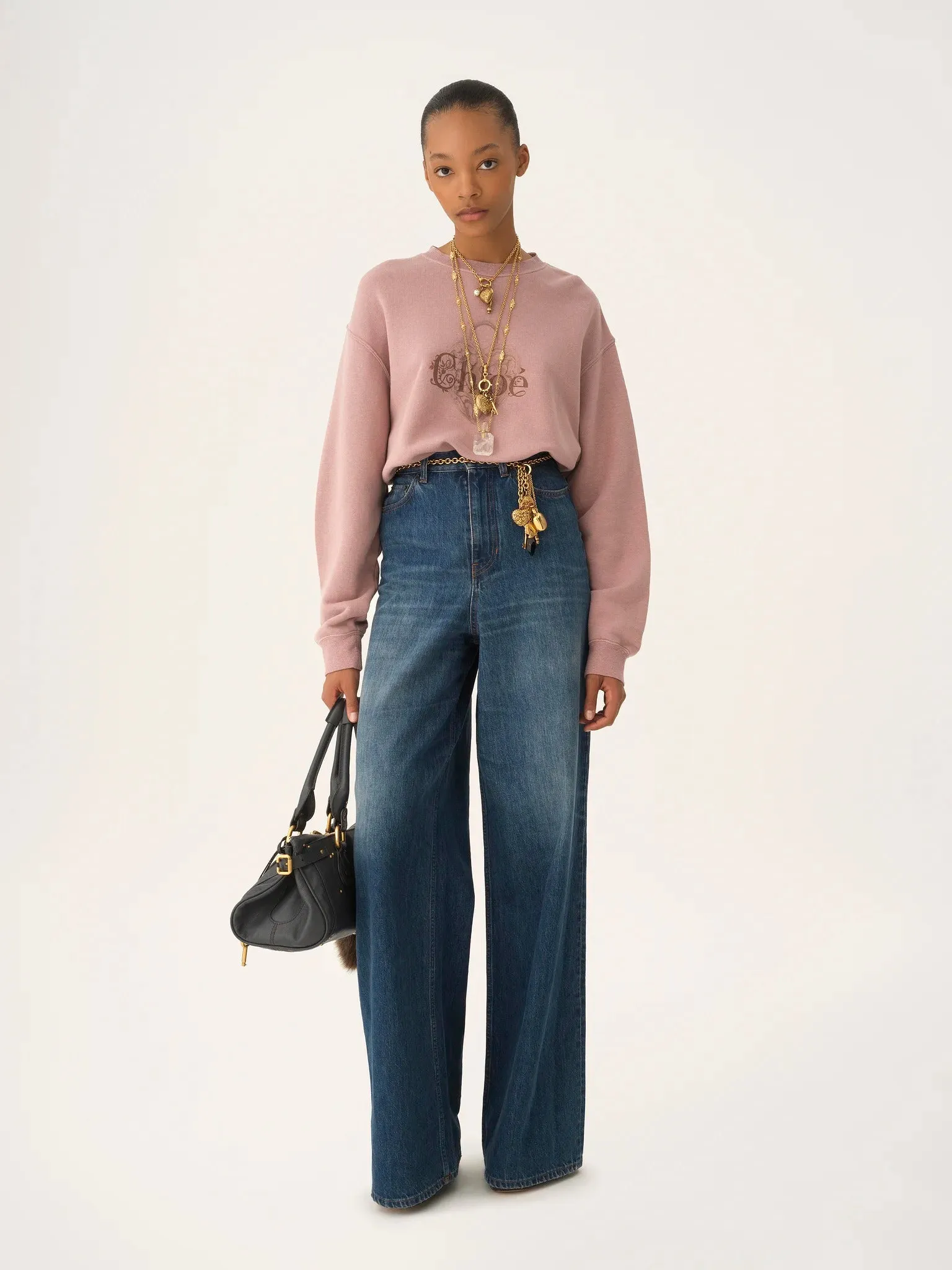 CHLOÉ PINK CHINÉ FLEECE OVERSIZED SWEATSHIRT sold by Lord & Taylor product image thumbnail 2
