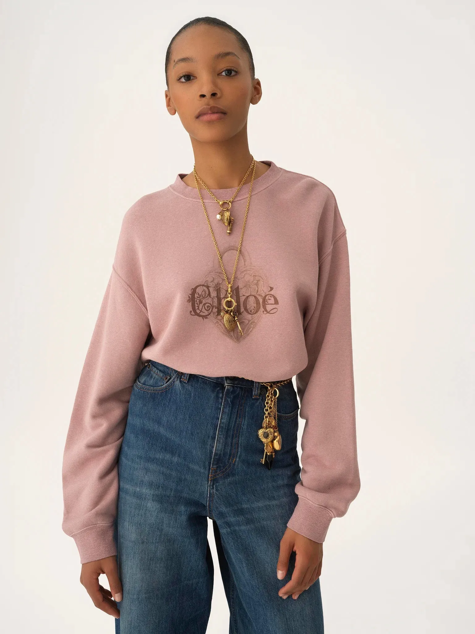 CHLOÉ PINK CHINÉ FLEECE OVERSIZED SWEATSHIRT sold by Lord & Taylor product image thumbnail 3