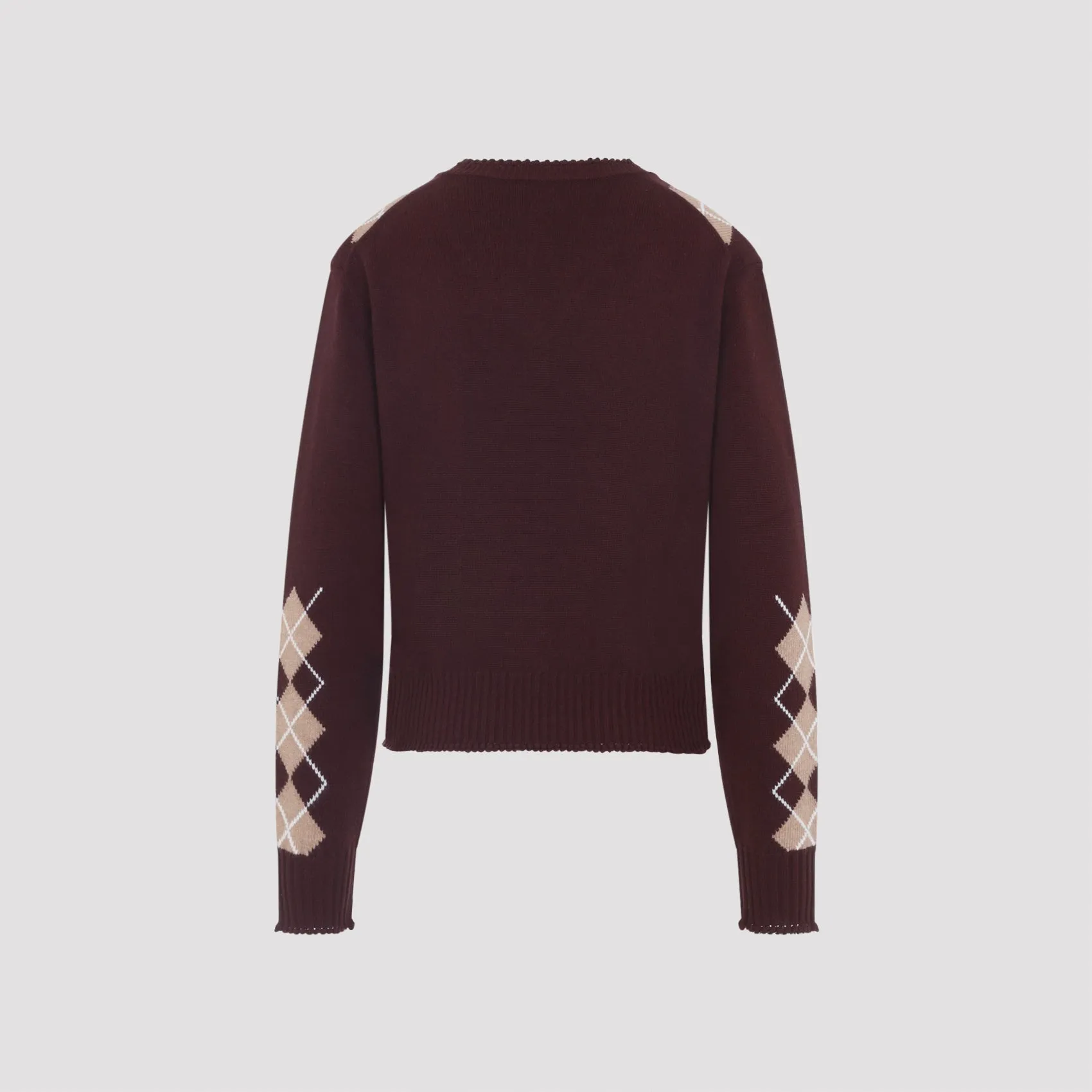 CHLOÉ BURGUNDY WOOL CASHMERE ARGYLE KNIT SWEATER sold by Lord & Taylor product image thumbnail 4