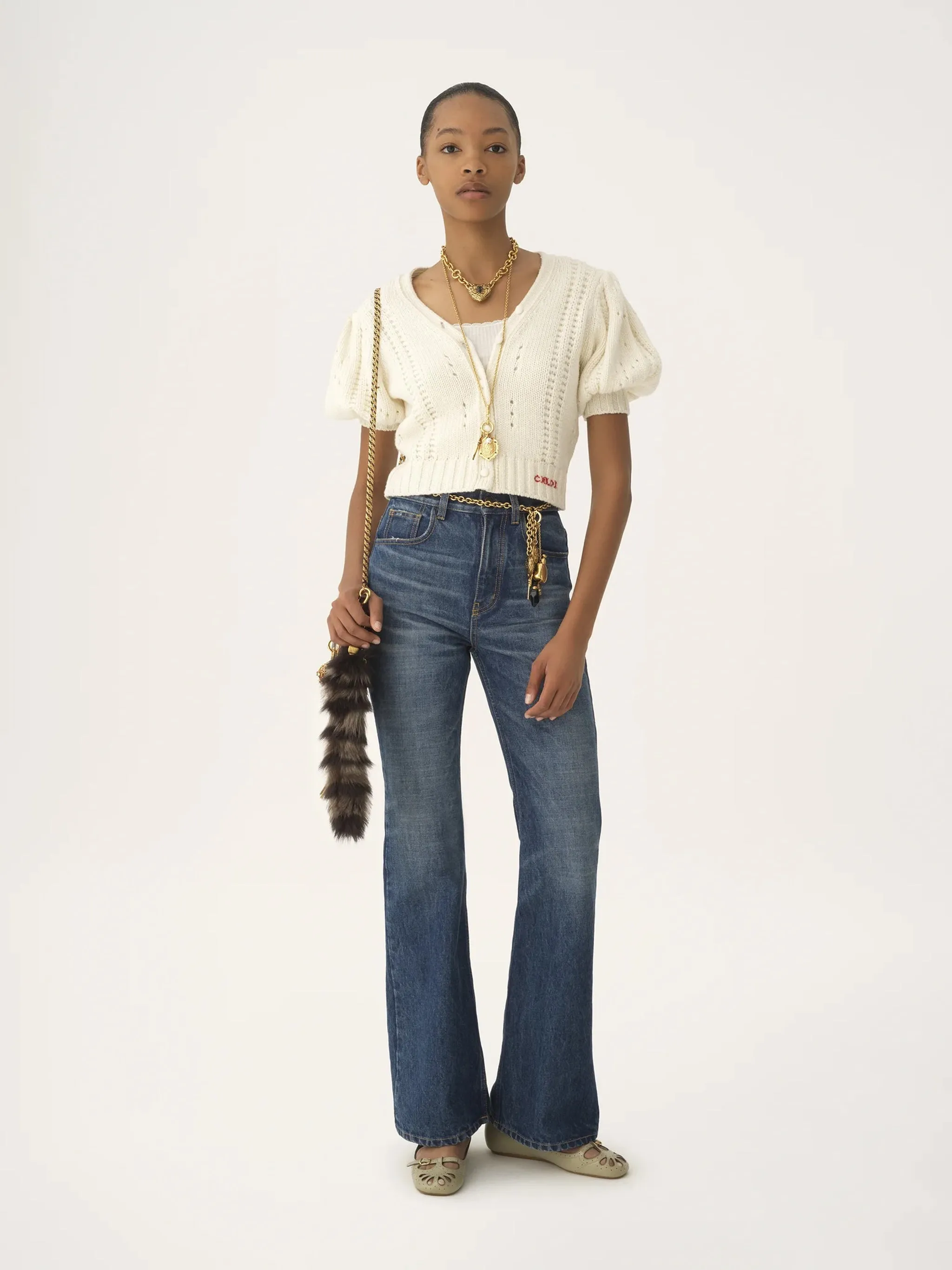 CHLOÉ WOOL AND CASHMERE PUFF-SLEEVE V-NECK CARDIGAN sold by Lord & Taylor product image thumbnail 2