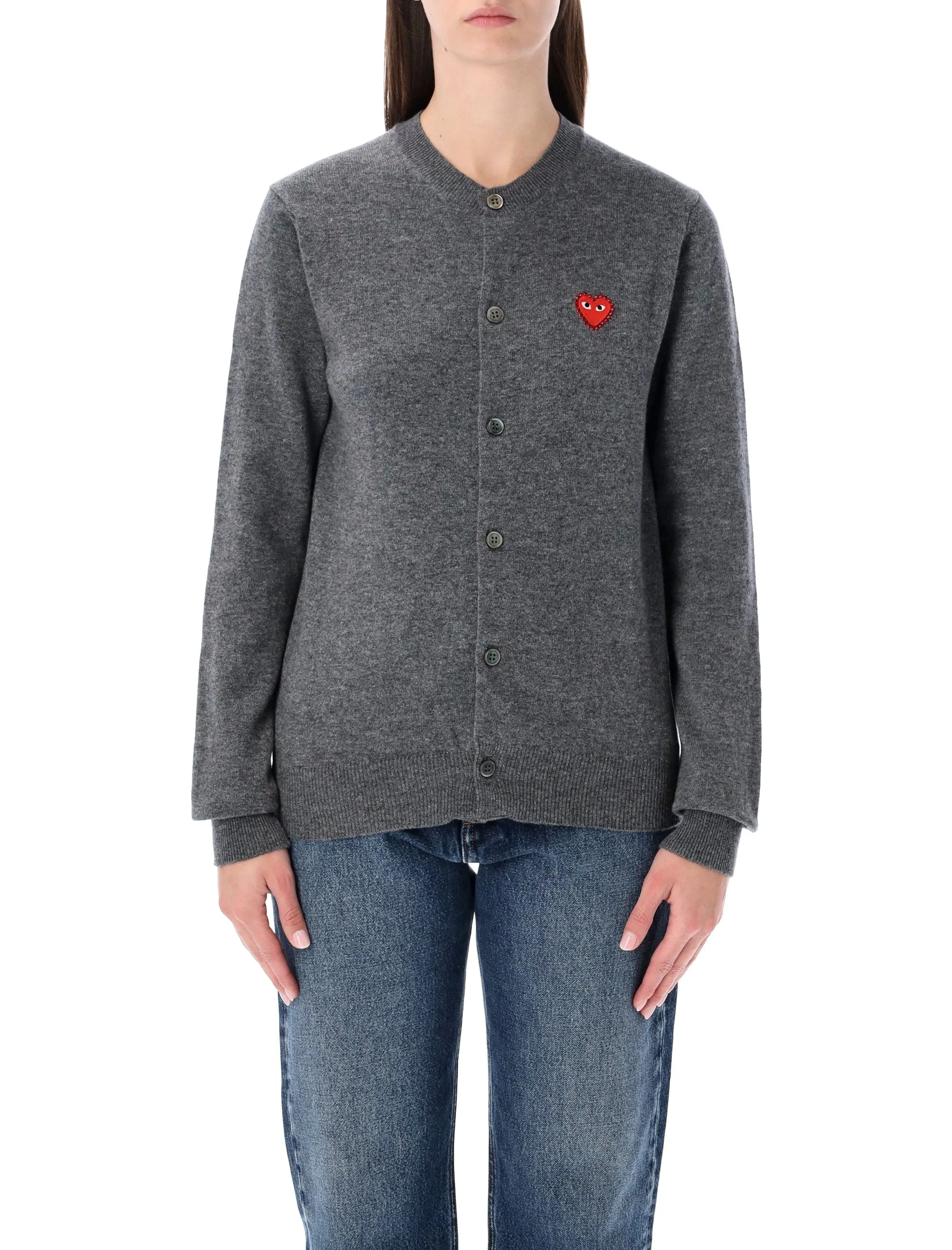 COMME DES GARÇONS PLAY WOOL CARDIGAN WITH RED CRYSTAL HEART sold by Lord & Taylor