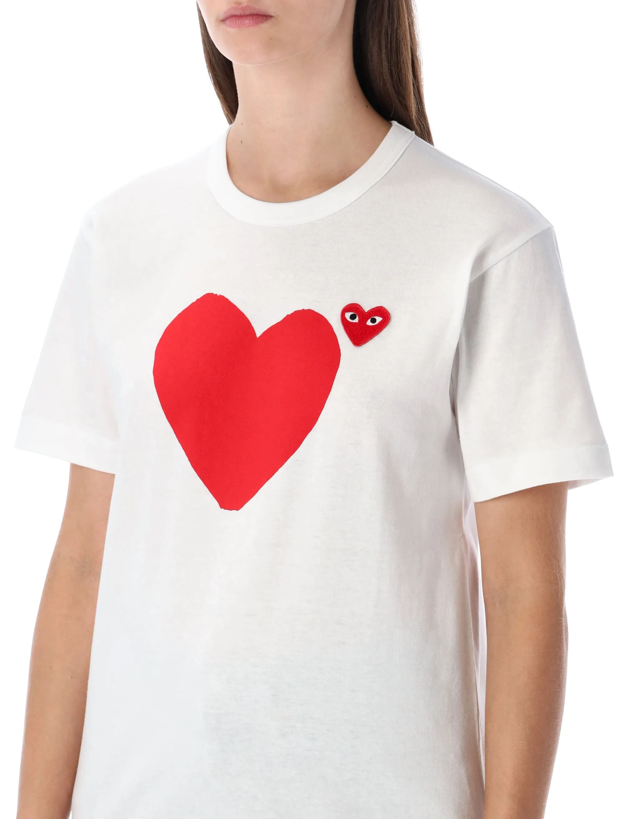 COMME DES GARÇONS PLAY WHITE COTTON T-SHIRT WITH DOUBLE HEART sold by Lord & Taylor product image thumbnail 3