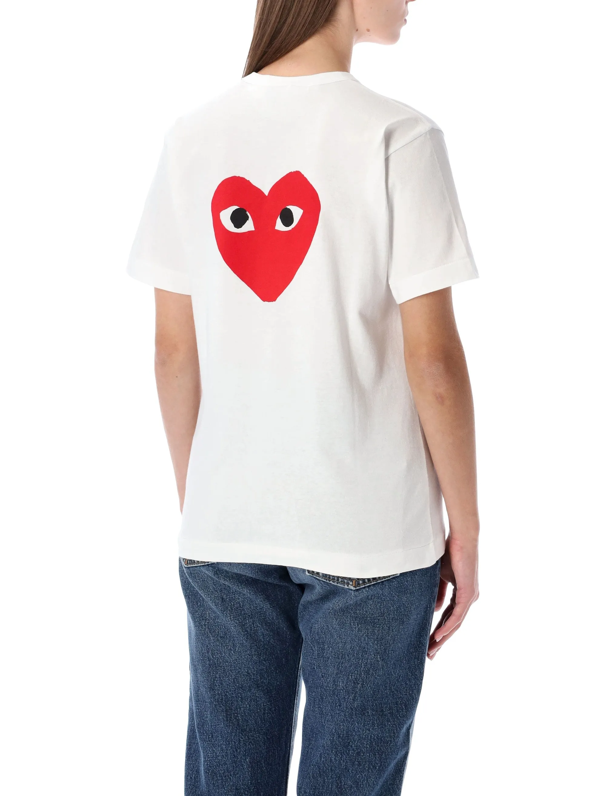 COMME DES GARÇONS PLAY WHITE COTTON T-SHIRT WITH DOUBLE HEART sold by Lord & Taylor product image thumbnail 2