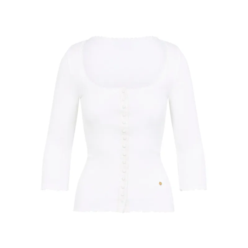 CHLOÉ FITTED WHITE COTTON DEEP-NECK CARDIGAN made by Chloe