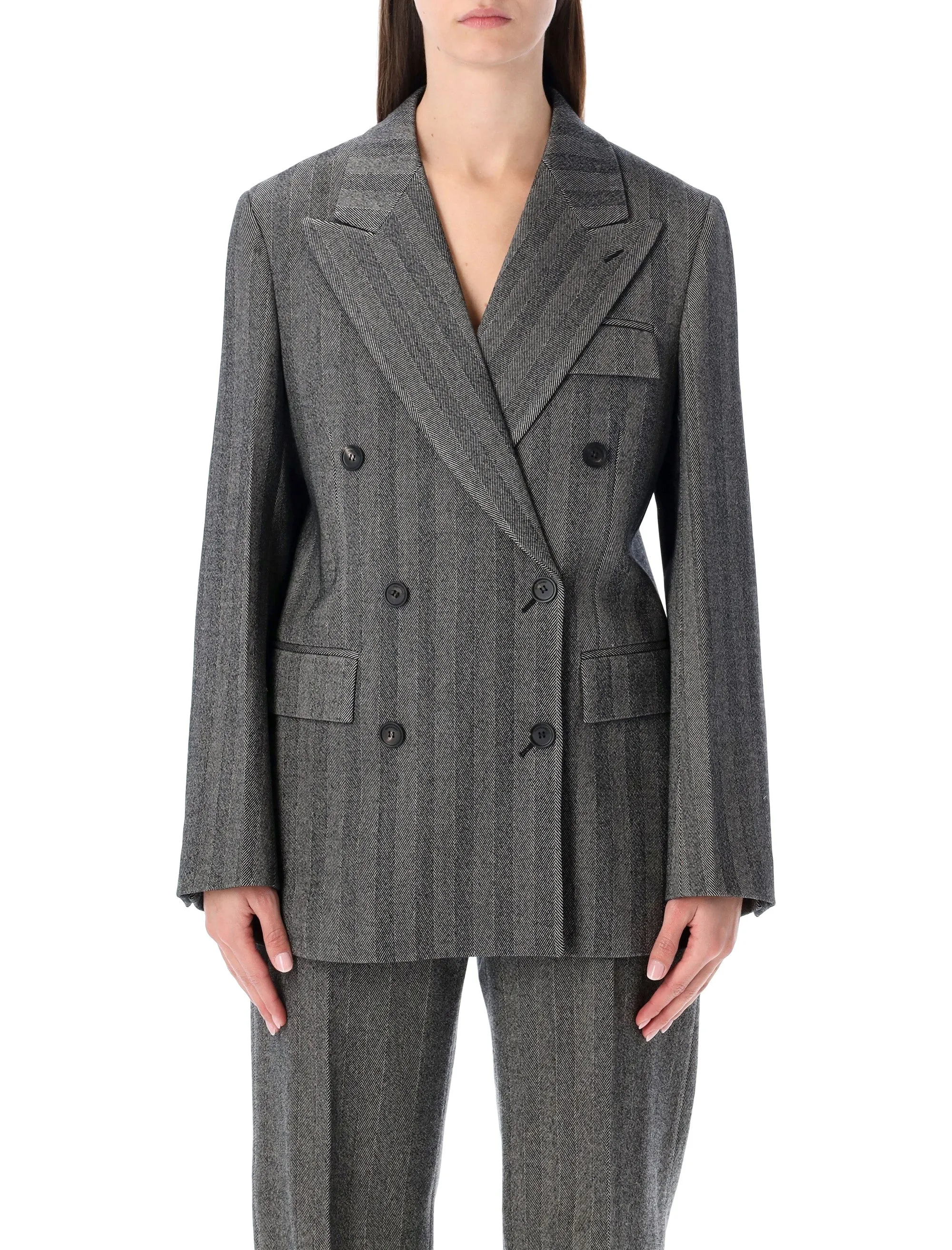 FERRAGAMO OVERSIZED DOUBLE-BREASTED CHEVRON WOOL BLAZER sold by Lord & Taylor