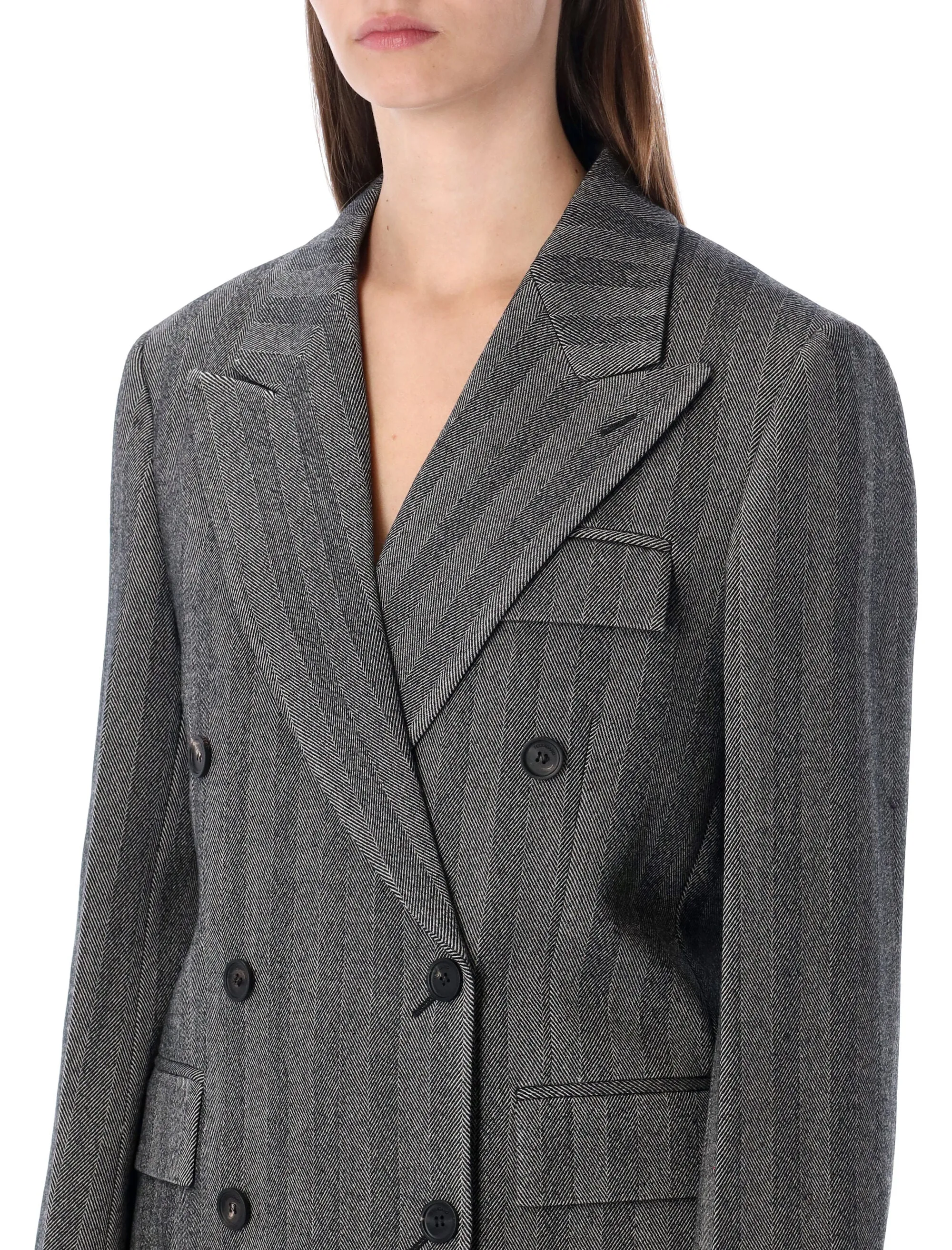 FERRAGAMO OVERSIZED DOUBLE-BREASTED CHEVRON WOOL BLAZER sold by Lord & Taylor product image thumbnail 3