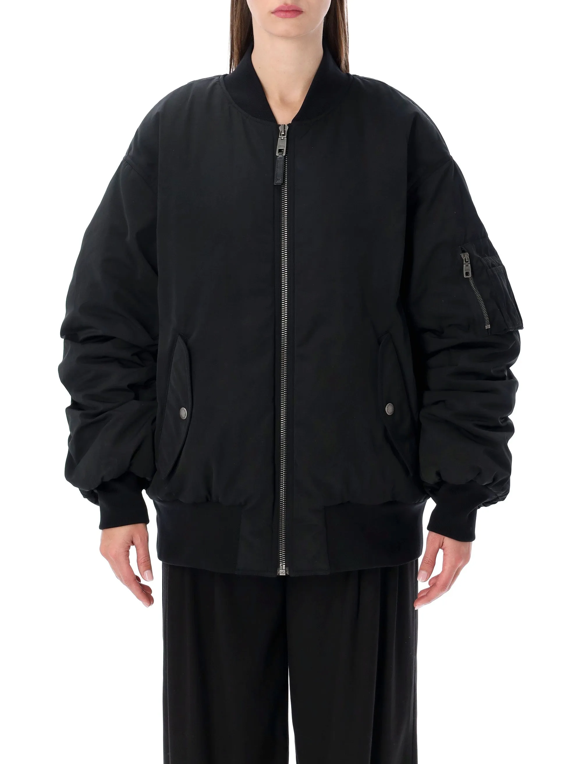 DOLCE & GABBANA OVERSIZED BLACK BOMBER JACKET sold by Lord & Taylor