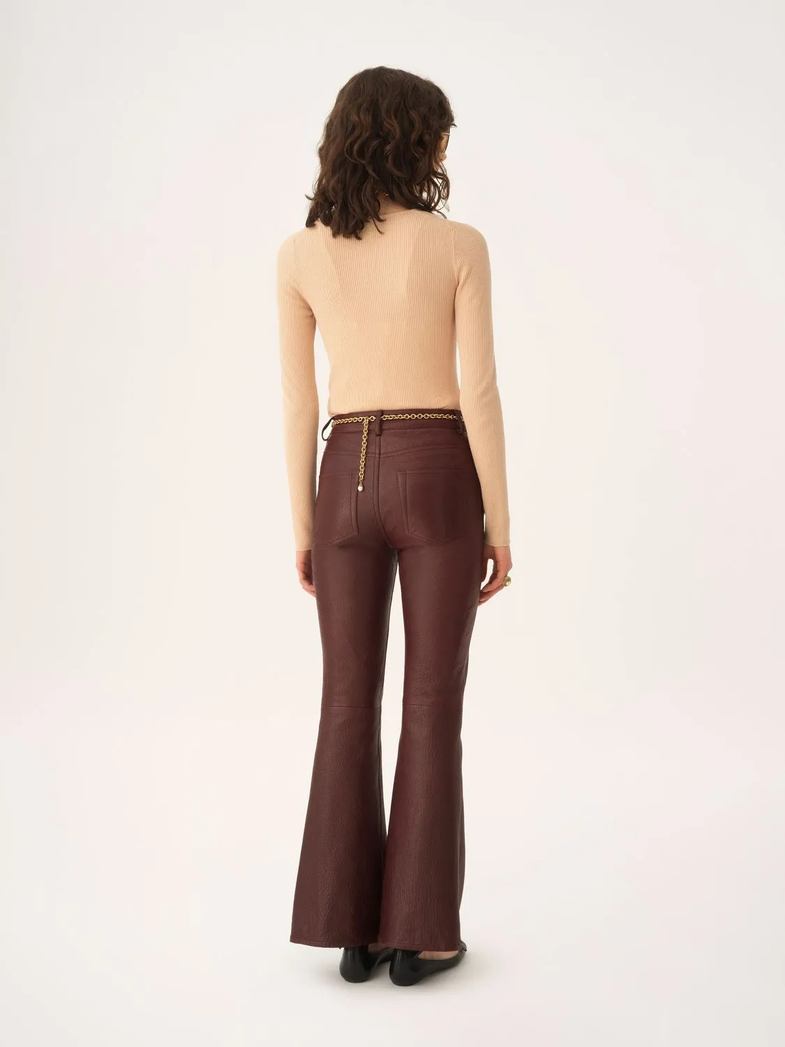 CHLOÉ FLARED TEXTURED LAMBSKIN LEATHER TROUSERS sold by Lord & Taylor product image thumbnail 3
