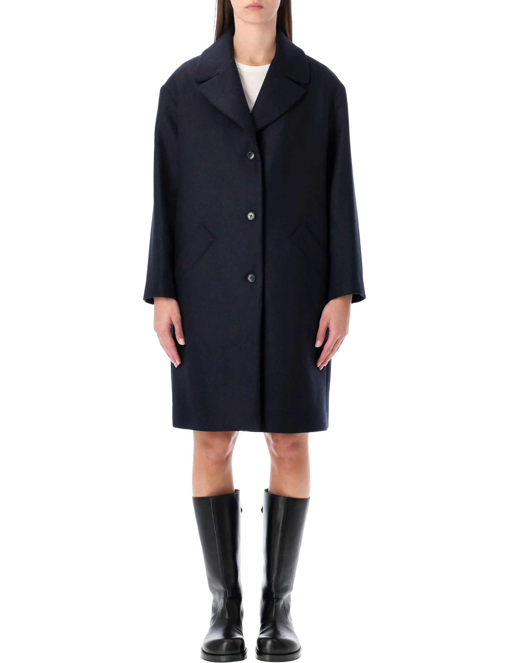 A.P.C. NINON NAVY WOOL COAT sold by Lord & Taylor