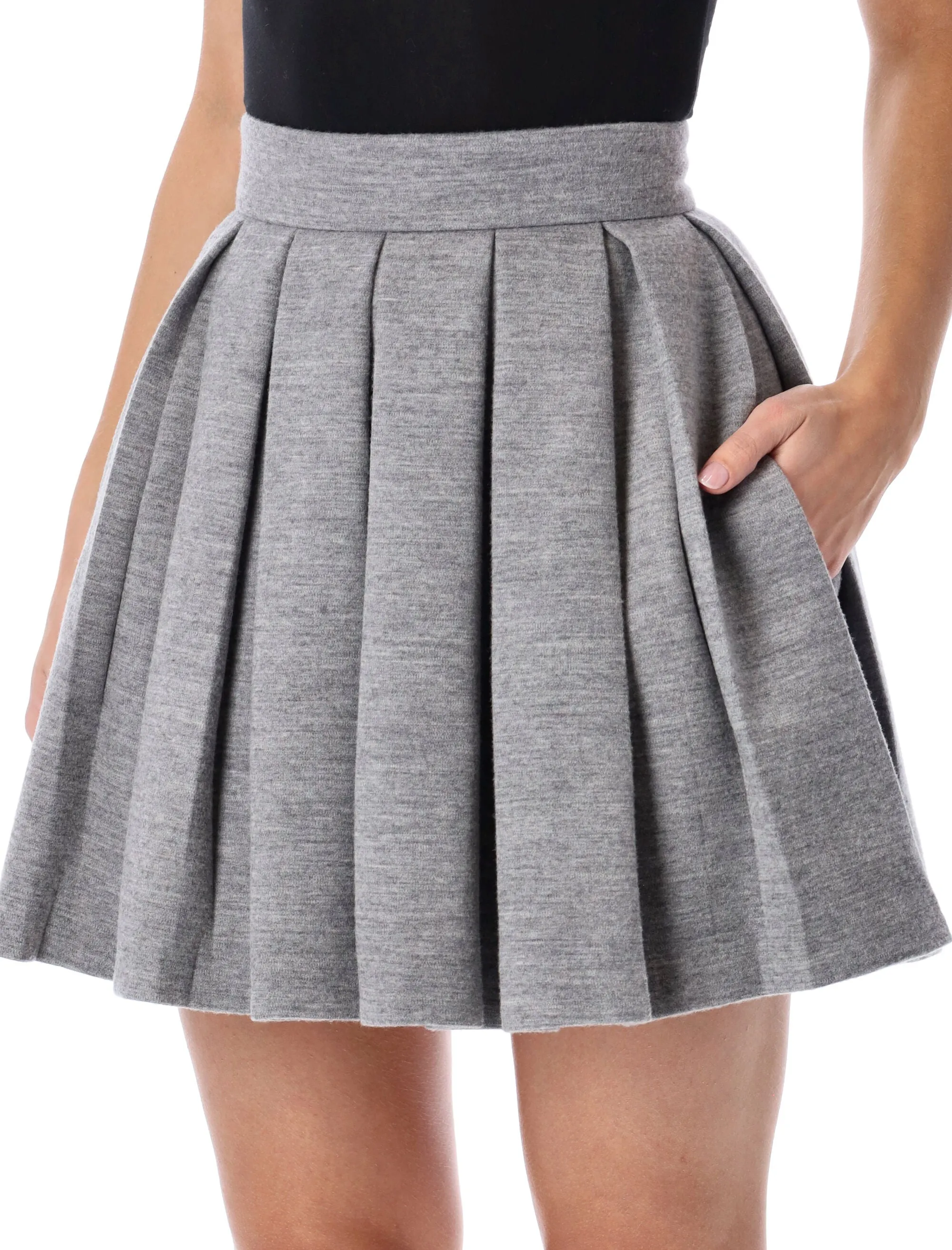 BALMAIN GREY PLEATED COTTON JERSEY MINI SKIRT sold by Lord & Taylor product image thumbnail 3