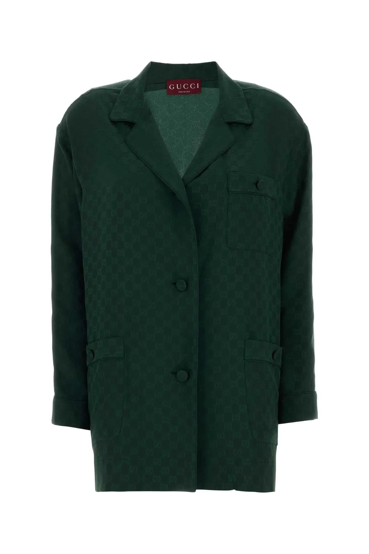 BOTTLE GREEN GG SILK SHIRT sold by Lord & Taylor