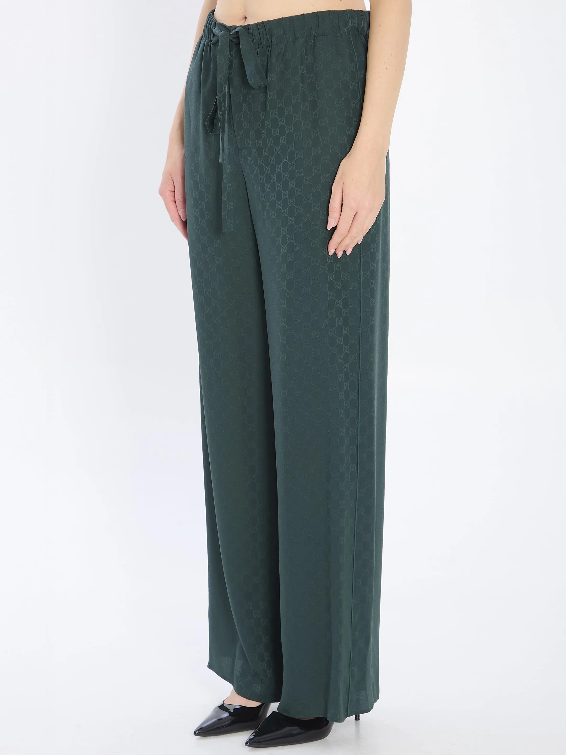 BOTTLE GREEN SILK WIDE-LEG PANT sold by Lord & Taylor product image thumbnail 2