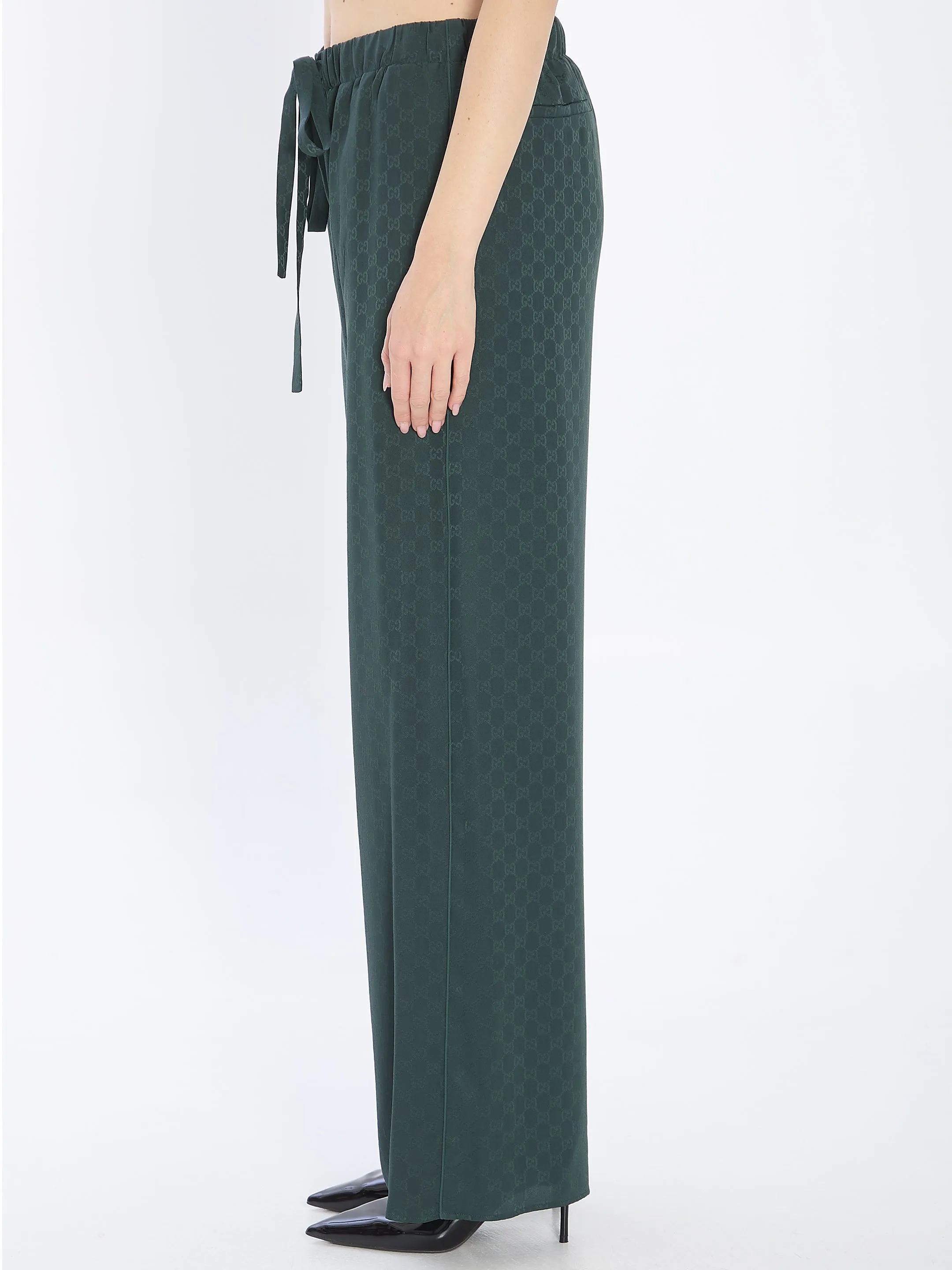 BOTTLE GREEN SILK WIDE-LEG PANT sold by Lord & Taylor product image thumbnail 3