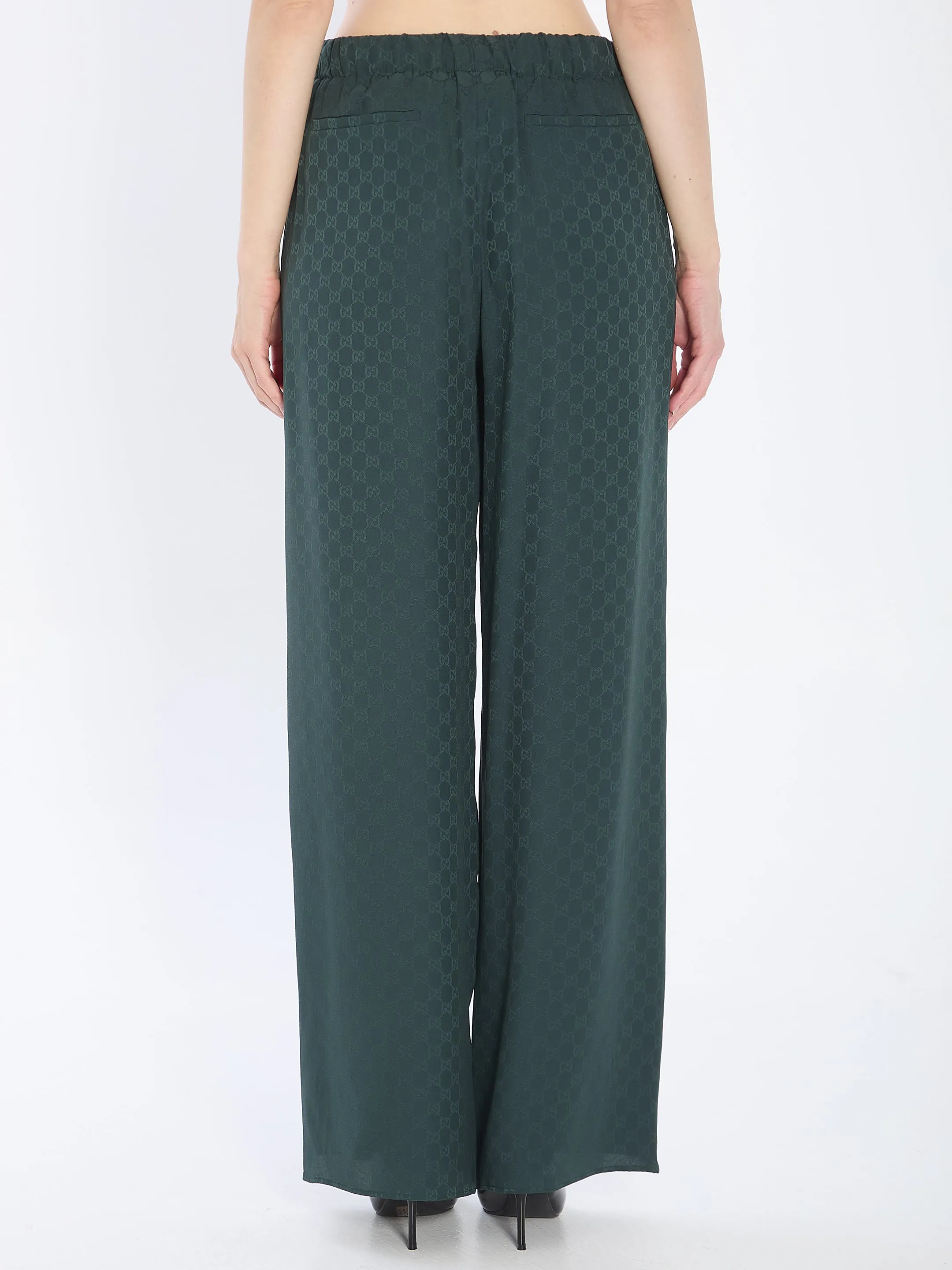 BOTTLE GREEN SILK WIDE-LEG PANT sold by Lord & Taylor product image thumbnail 4