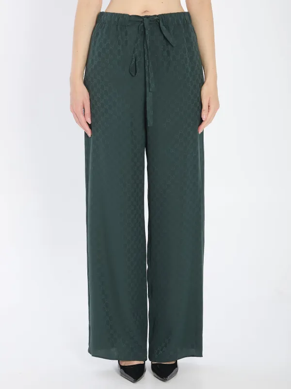 BOTTLE GREEN SILK WIDE-LEG PANT made by Gucci
