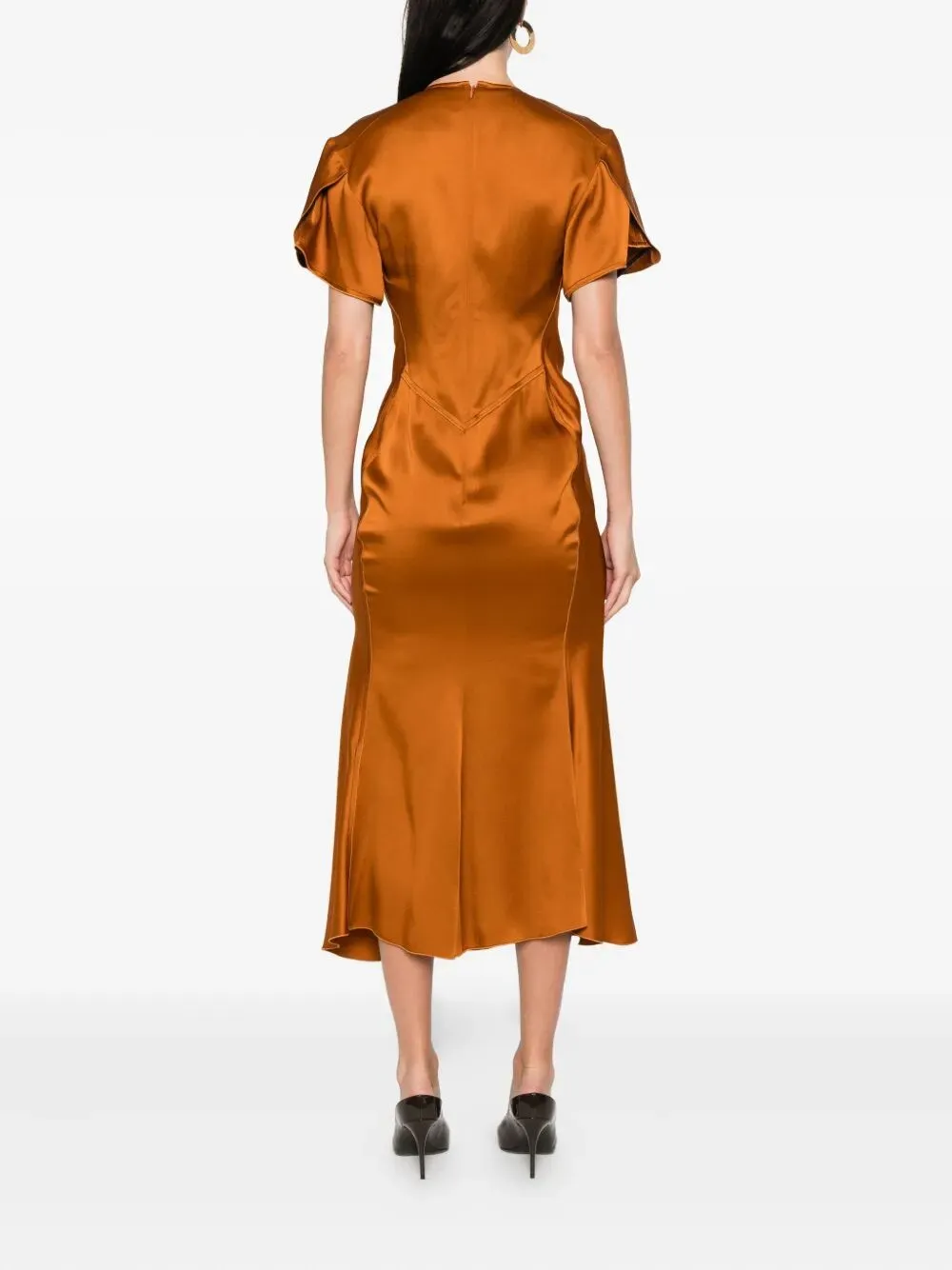 GATHERED V NECK MIDI DRESS sold by Lord & Taylor product image thumbnail 3