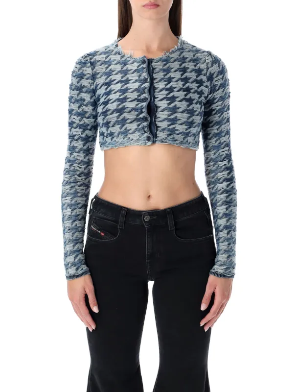 DIESEL BLUE CROPPED HOUNDSTOOTH CARDIGAN sold by Lord & Taylor