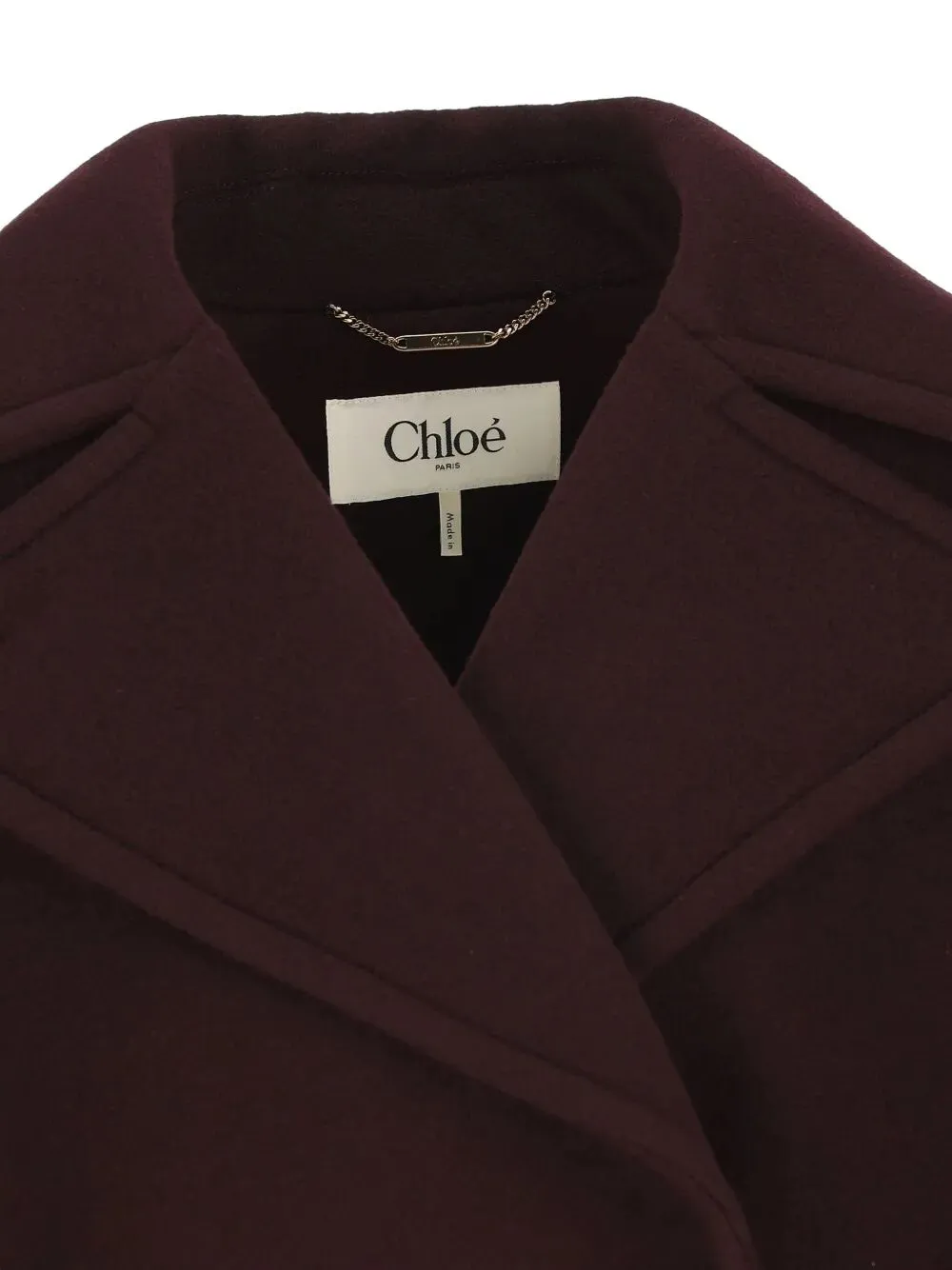 CHLOÉ SHORT DOUBLE-BREASTED WOOL COAT IN BORDEAUX sold by Lord & Taylor product image thumbnail 4