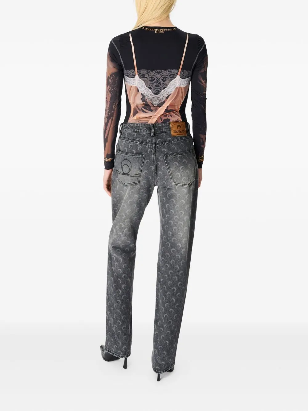 MARINE SERRE MOON LASER GREY WASH STRAIGHT DENIM JEANS sold by Lord & Taylor product image thumbnail 2