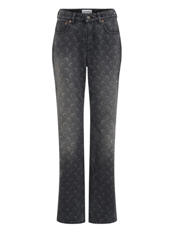 MARINE SERRE MOON LASER GREY WASH STRAIGHT DENIM JEANS sold by Lord & Taylor