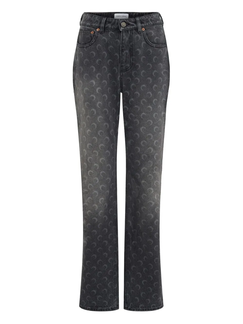 MARINE SERRE MOON LASER GREY WASH STRAIGHT DENIM JEANS sold by Lord & Taylor