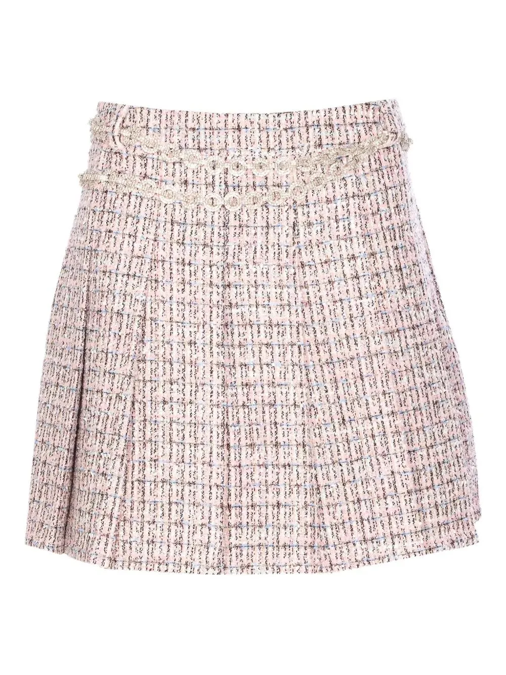 SELF-PORTRAIT BOUCLÉ PLEATED MINI SKIRT WITH CRYSTAL CHAIN BELT sold by Lord & Taylor product image thumbnail 2