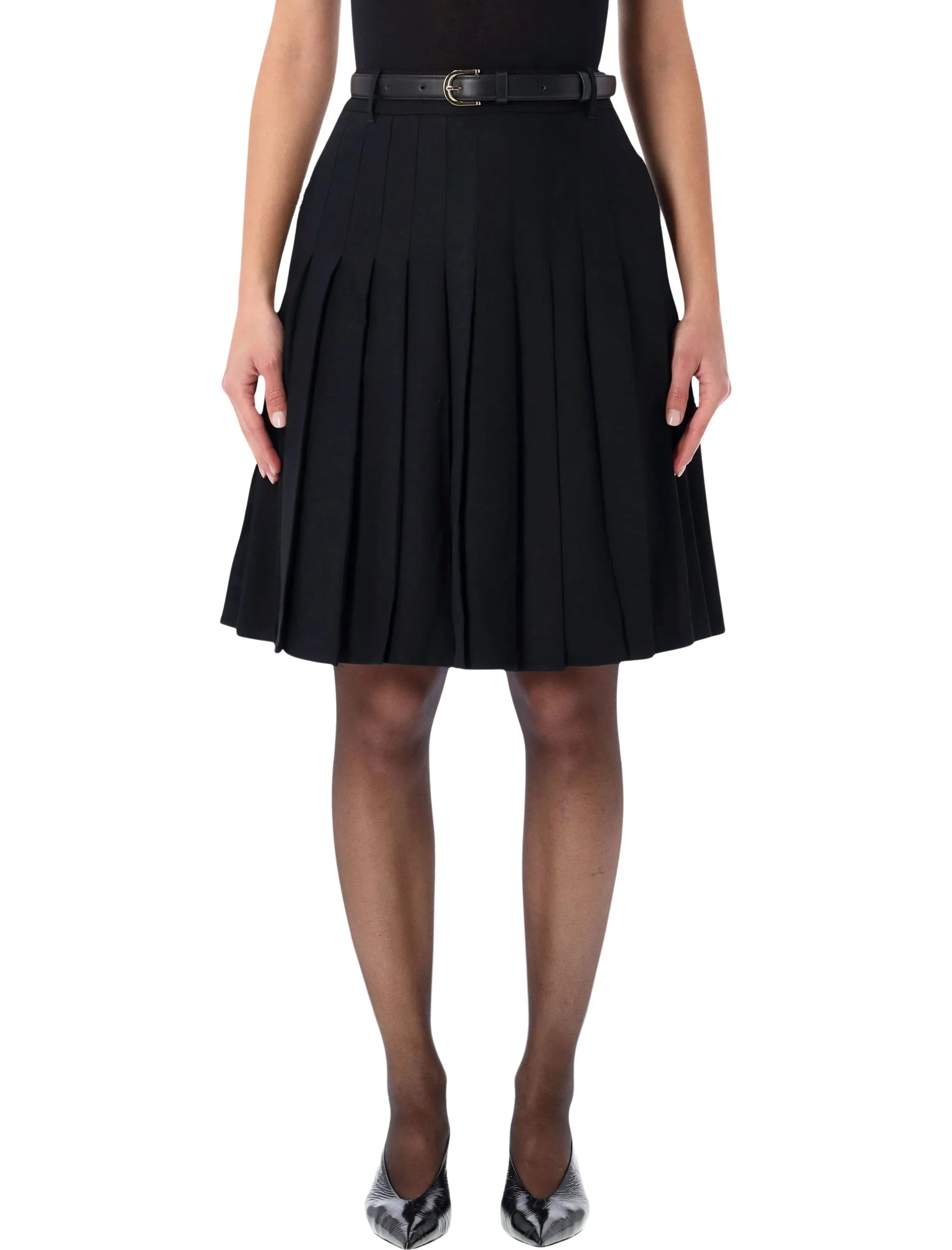 SELF-PORTRAIT BLACK PLEATED TWILL MIDI SKIRT WITH BELT sold by Lord & Taylor