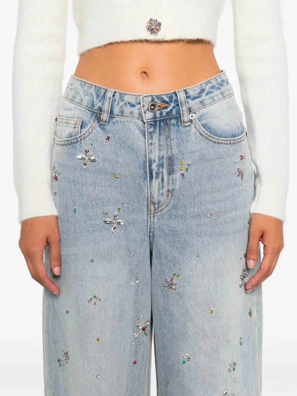 SELF-PORTRAIT EMBELLISHED WIDE-LEG JEANS WITH CRYSTAL EMBELLISHMENT sold by Lord & Taylor product image thumbnail 5
